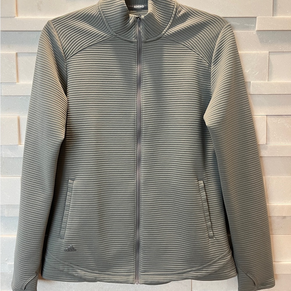 Adidas Golf Ribbed Gray Track Jacket Activewear - Women’s M